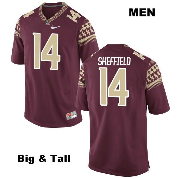Men's NCAA Nike Florida State Seminoles #14 Deonte Sheffield College Big & Tall Red Stitched Authentic Football Jersey WGE1269KW